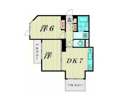 ONE RHINO APARTMENT HOUSE(2DK/2階)の間取り写真