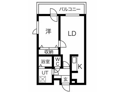 カトラン麻生(1LDK/4階)の間取り写真
