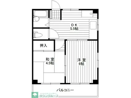 コーポスズキ(2DK/3階)の間取り写真