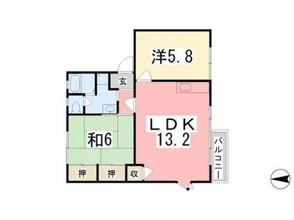エストピア網干 C棟(2LDK/2階)の間取り写真