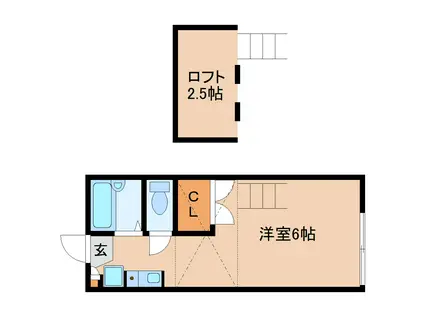シャンポール野村II(1K/1階)の間取り写真