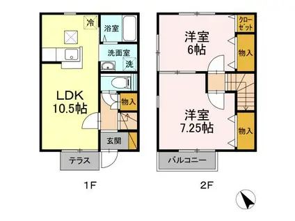 RHB御成台 F棟(2LDK/1階)の間取り写真