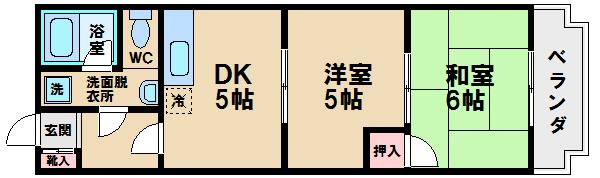 尚栄ドムス(2DK/3階)の間取り写真