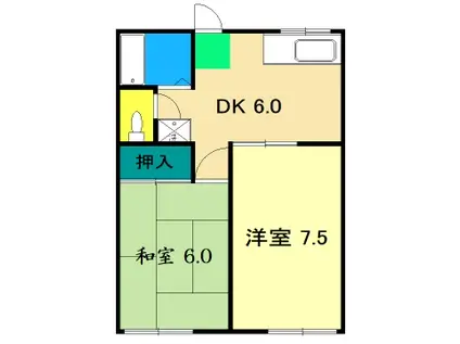 サンハイム II(2DK/1階)の間取り写真