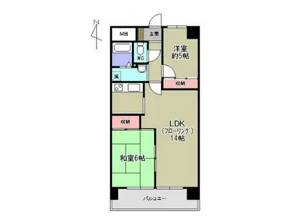 サンハイツ芝(2LDK/4階)の間取り写真