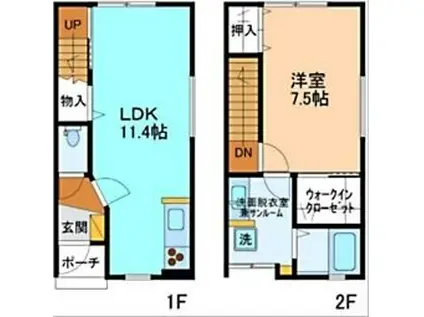 ボヌール B棟(1LDK/1階)の間取り写真