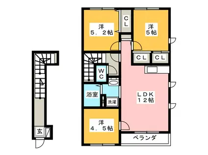 ラ マージュA(3LDK/2階)の間取り写真