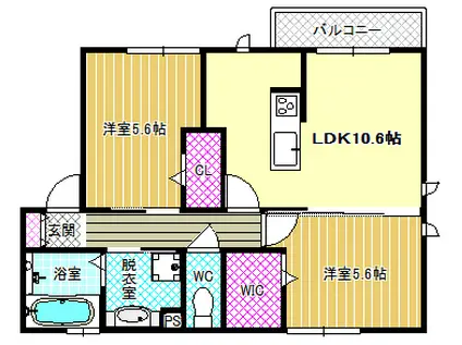 CRESTSOCIAII(2LDK/2階)の間取り写真