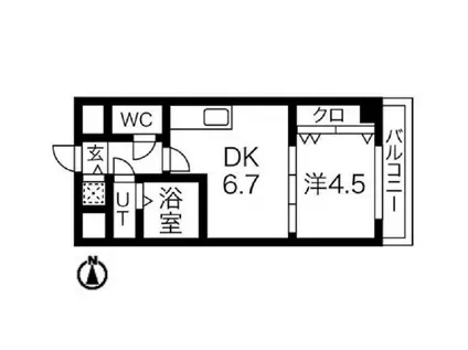 ONE ROOF FLAT FUKUSHIMAワンルーフフラットフク(1DK/5階)の間取り写真