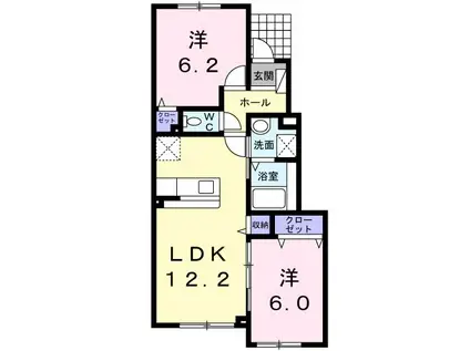 マイタウン ラ・フィオーレI(2LDK/1階)の間取り写真