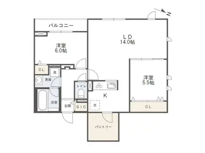柏の森計画工事(2SLDK/2階)の間取り写真
