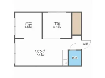 ハイデンスMM北20条(2DK/2階)の間取り写真