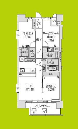スプランディッド大阪NAMBA LINE(2SLDK/11階)の間取り写真