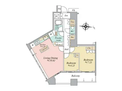 勝どき ザ・タワー(2LDK/20階)の間取り写真