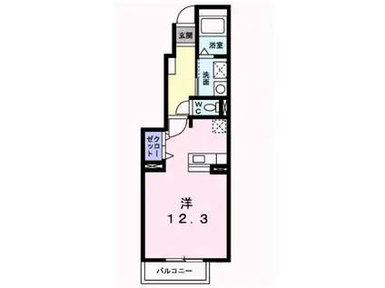 デフィー倉富B(ワンルーム/1階)の間取り写真