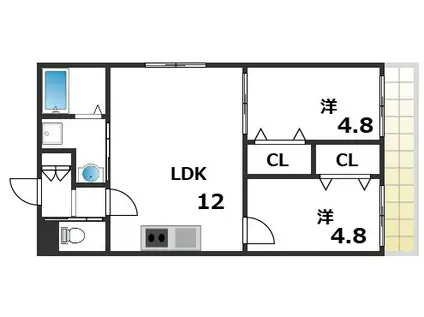 CASA垂水駅前(2LDK/2階)の間取り写真