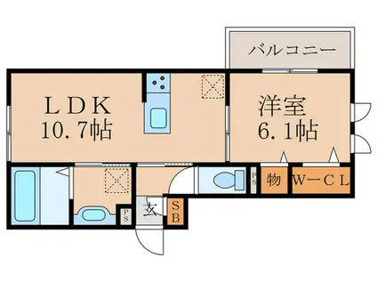 GRAMM六地蔵A棟(1LDK/1階)の間取り写真
