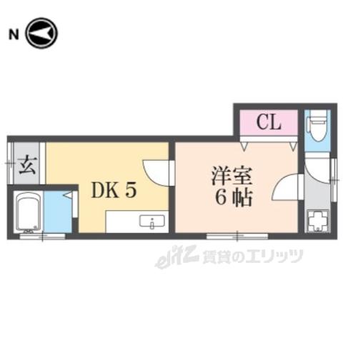 ロイヤル桜園町B棟(1DK/1階)の間取り写真
