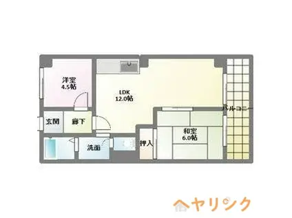 柴昭ハイツ(2LDK/3階)の間取り写真