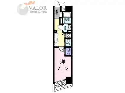 インサイドココア(1K/6階)の間取り写真