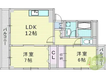 ウィンド コート(2LDK/1階)の間取り写真