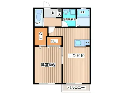 カーサ薬師堂(1LDK/2階)の間取り写真
