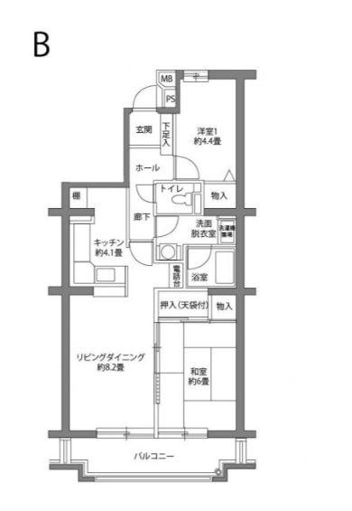 ヒルズ南戸塚3号棟(2LDK/6階)の間取り写真