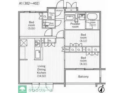 NIDO SAKURAGAOKA(3LDK/3階)の間取り写真