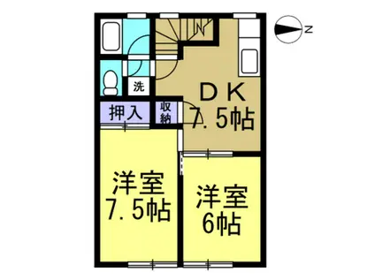 柊シティー(2DK/2階)の間取り写真