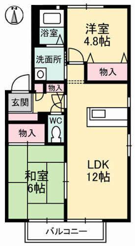 サンハイツB棟(2LDK/2階)の間取り写真