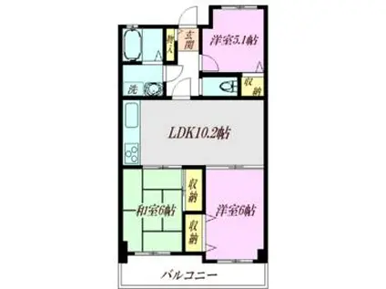 シティ光陽朝霞仲町(3LDK/3階)の間取り写真