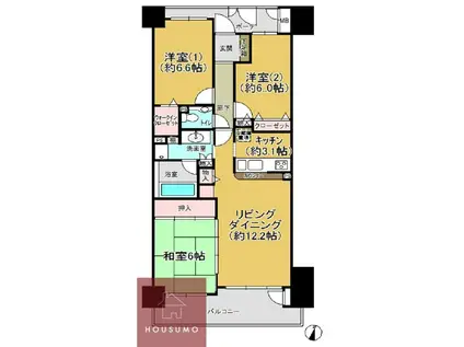 レジオンスクエア緑地公園(3LDK/11階)の間取り写真