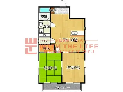 エスパシオ本町(2LDK/2階)の間取り写真