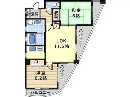 VIVO松ヶ鼻(2LDK/7階)の間取り写真