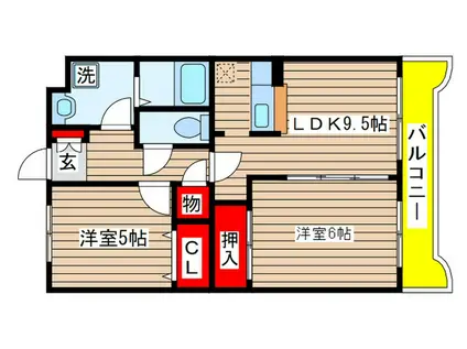 ガーデンテラス千葉(2LDK/3階)の間取り写真