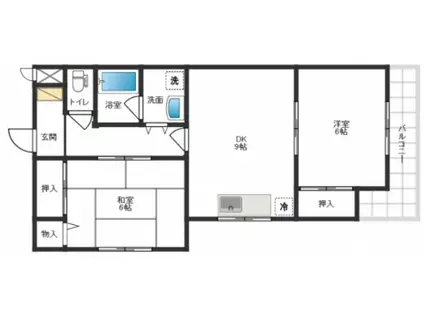 メゾン芥川(2DK/2階)の間取り写真