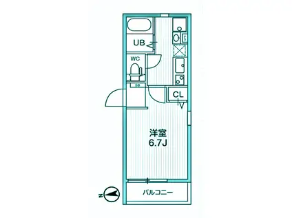 ティーズクオーレ馬込(1K/2階)の間取り写真
