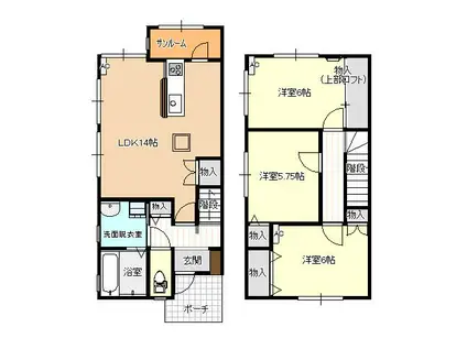 ピサリ岡(3LDK/1階)の間取り写真