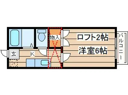 ロングラン北根(1K/1階)の間取り写真