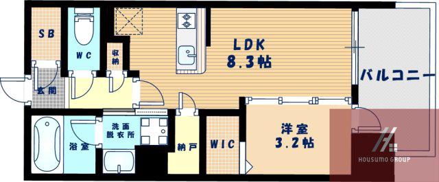 クレアホームズ フラン天王寺駅前(1LDK/7階)の間取り写真