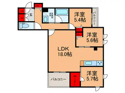 アリビオ田辺(3LDK/2階)の間取り写真