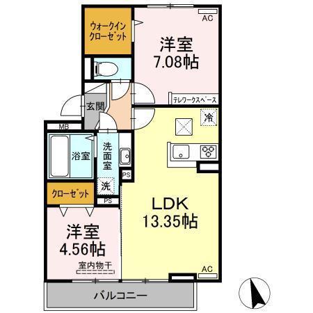 マッセル大在(2LDK/1階)の間取り写真