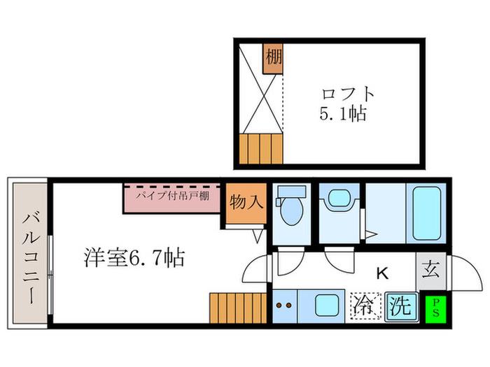 ロフティ大和(1K/1階)の間取り写真