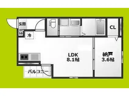 ALEGRIA北助松サウス(ワンルーム/1階)の間取り写真