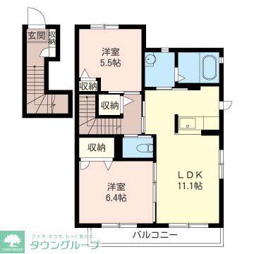 グランメールVI(2LDK/2階)の間取り写真
