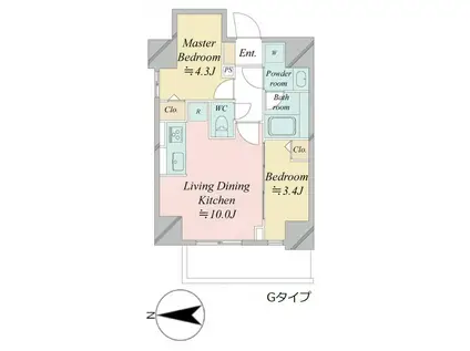 ドゥーエ王神(2LDK/2階)の間取り写真