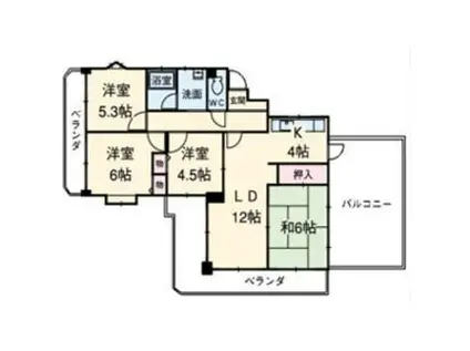 ヴェルビュ一社(4LDK/2階)の間取り写真