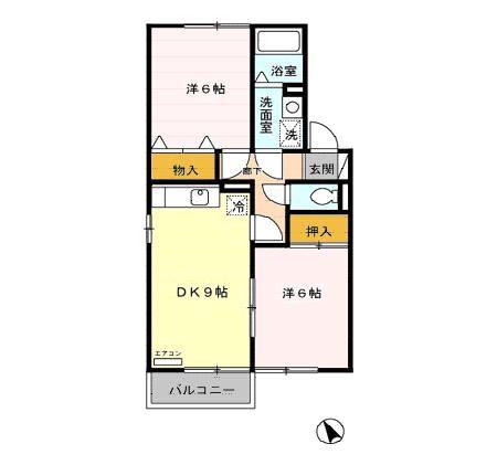 ソフィア(2DK/2階)の間取り写真