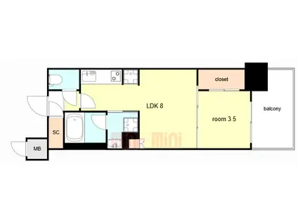 リビオシティ神戸名谷(1LDK/6階)の間取り写真