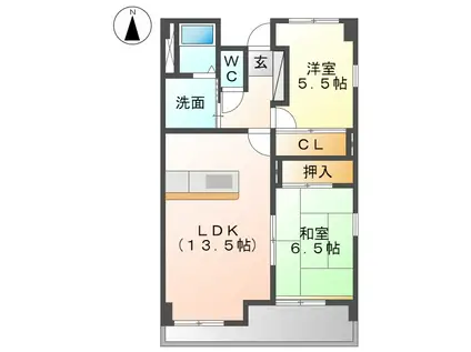 C・Y・ウエスト205(2LDK/5階)の間取り写真